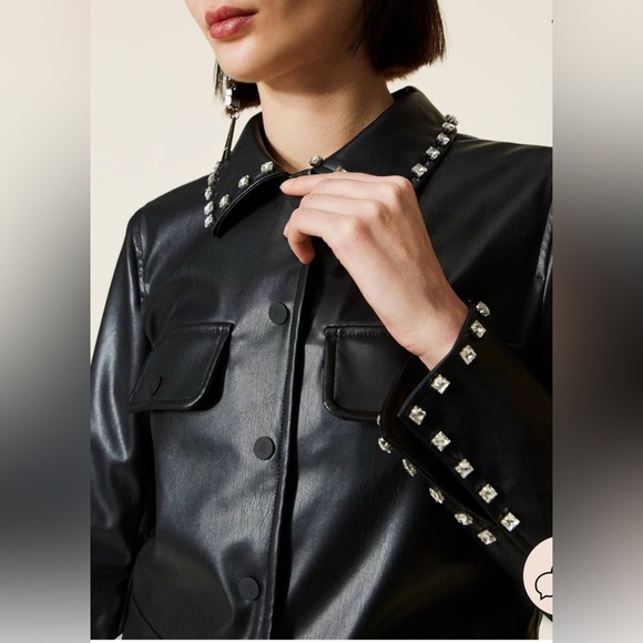 Twinset Actitude Black Faux Leather Jacket - Picture 5 of 10